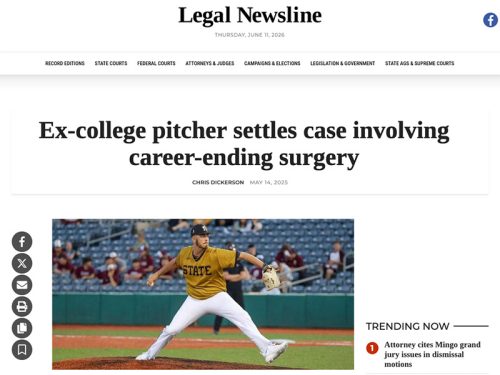 Ex-college pitcher settles case involving career-ending surgery